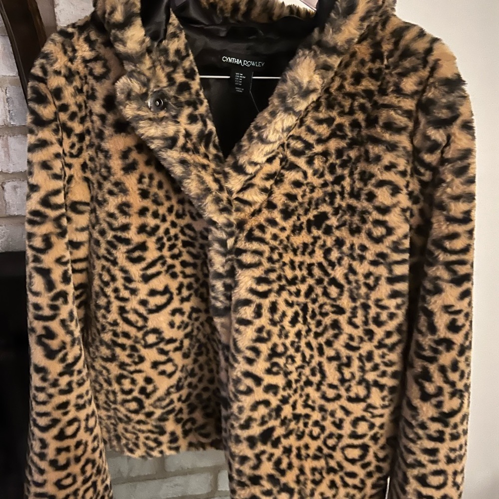 Leopard jacket with hood- extremely soft! Size Med